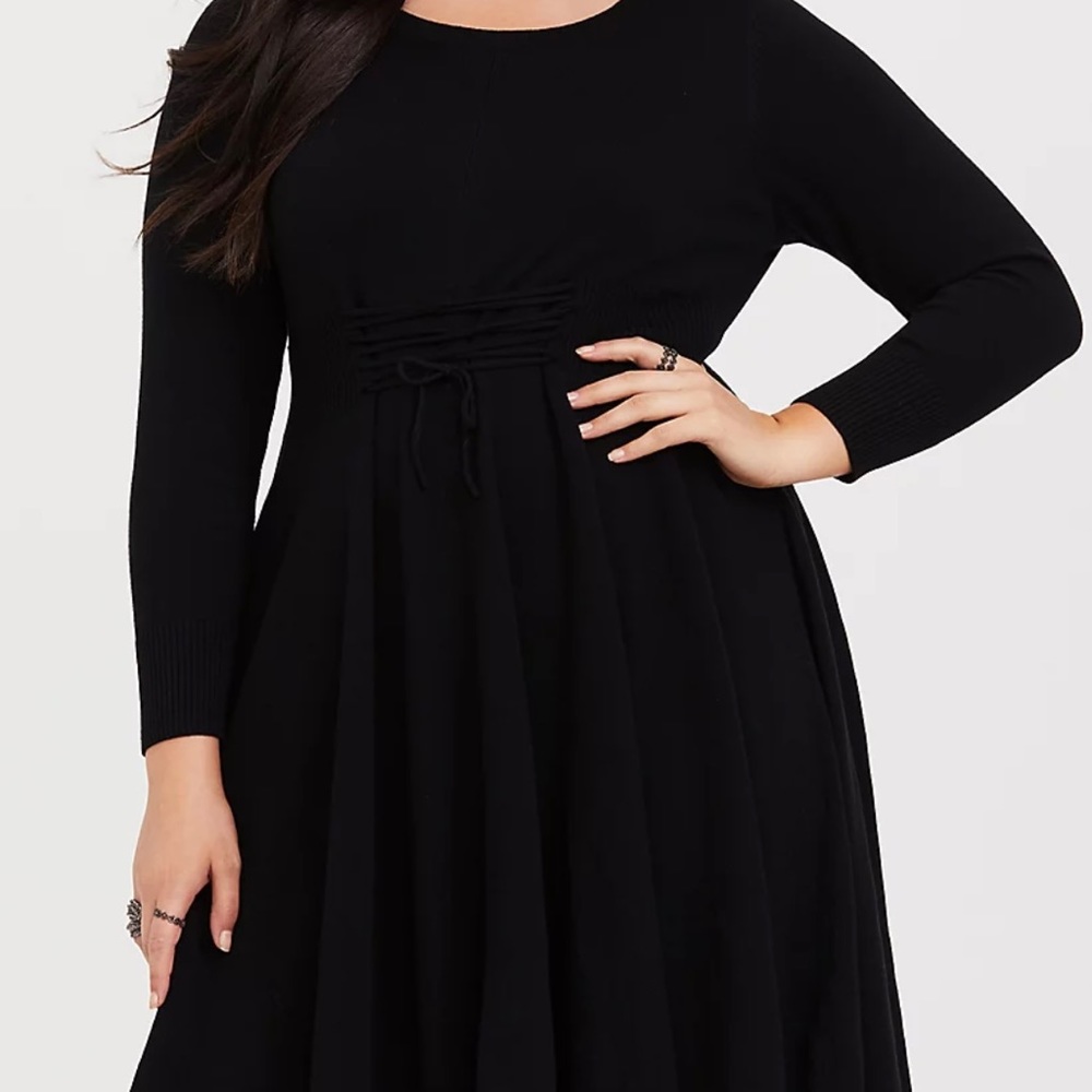 Torrid Black Long Sleeve Sweater Dress Corset Waist Size 3